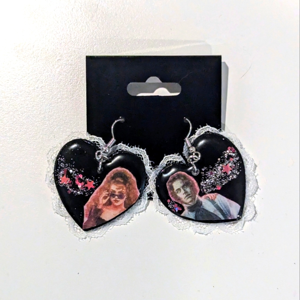 Lisa Frankenstein Handmade Heart Earrings